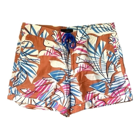 J.Crew Desert Oasis Tropical Print Linen Blend Board Shorts 12 - Picture 1 of 9